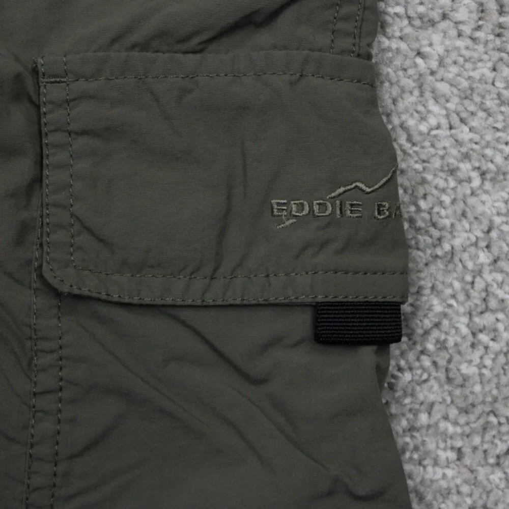 Eddie Bauer Sport Shorts Mens 38 Green‎ Belted Cargo Pocket Nylon w/ 10